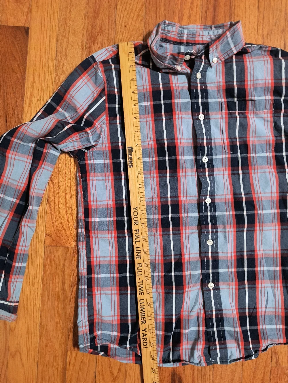 🔥 Bundle 2 For $7🔥 Wonder Nation Plaid Shirt, Boys XXL Youth 18,Orange/Blue